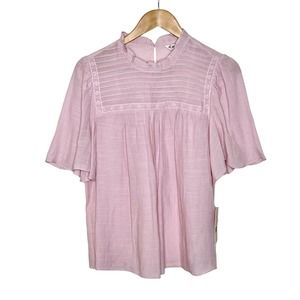 Nanette Lenore Short Sleeve Blouse Top Petunia Pink Women’s Size M Ruffle